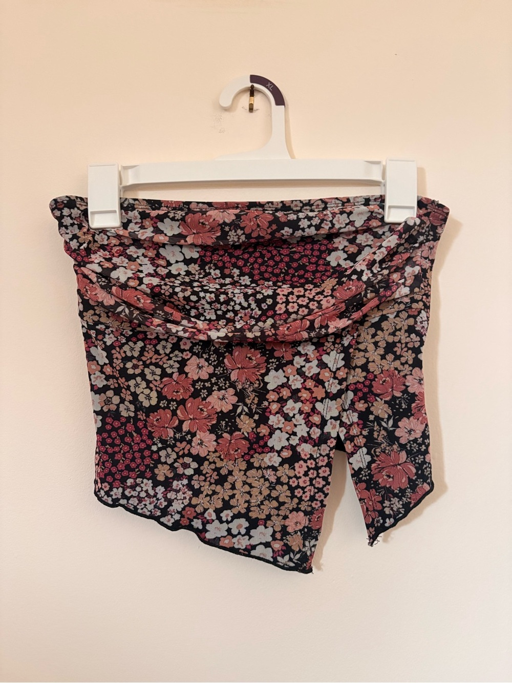 Floral Tube Top in Black and Rose